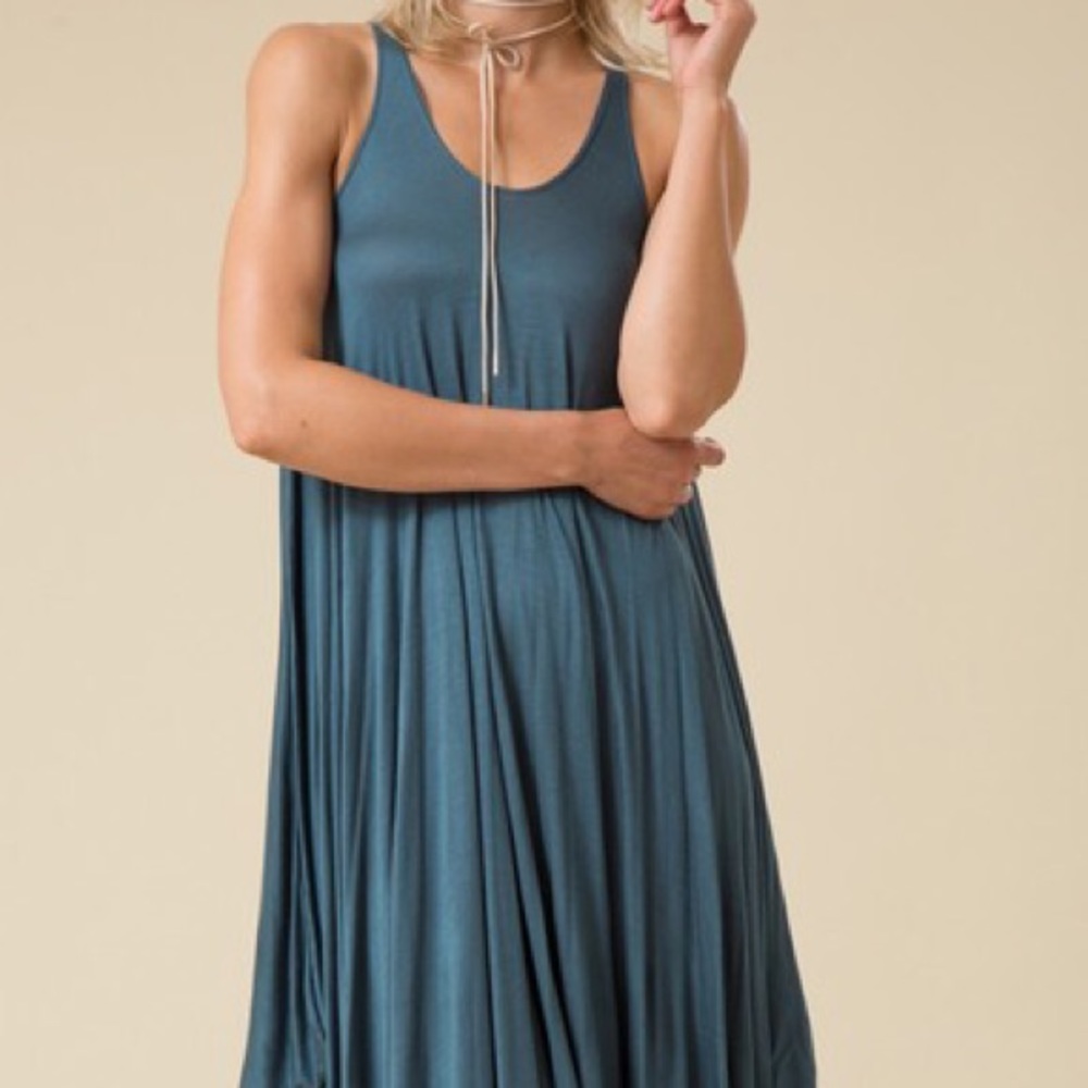 Dusty Jade Sleeveless Harlem Dress - Picture 2 of 6