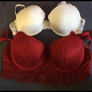 Bundle of Burgundy and white bra