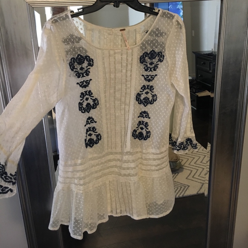 Free People Boho Lace Top, Size Small