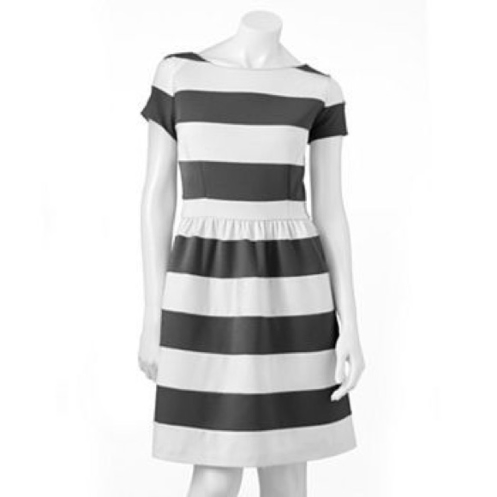 ELLE striped (cap-sleeved) dress with pockets