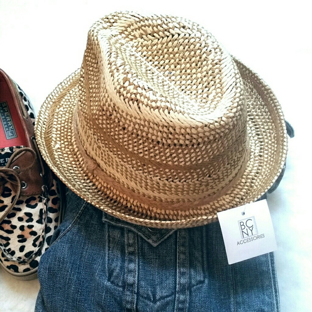 Woven Cream and Tan Fedora NWT