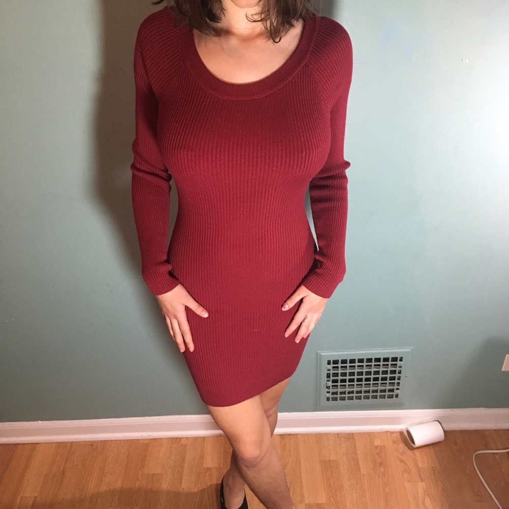 Red knit dress
