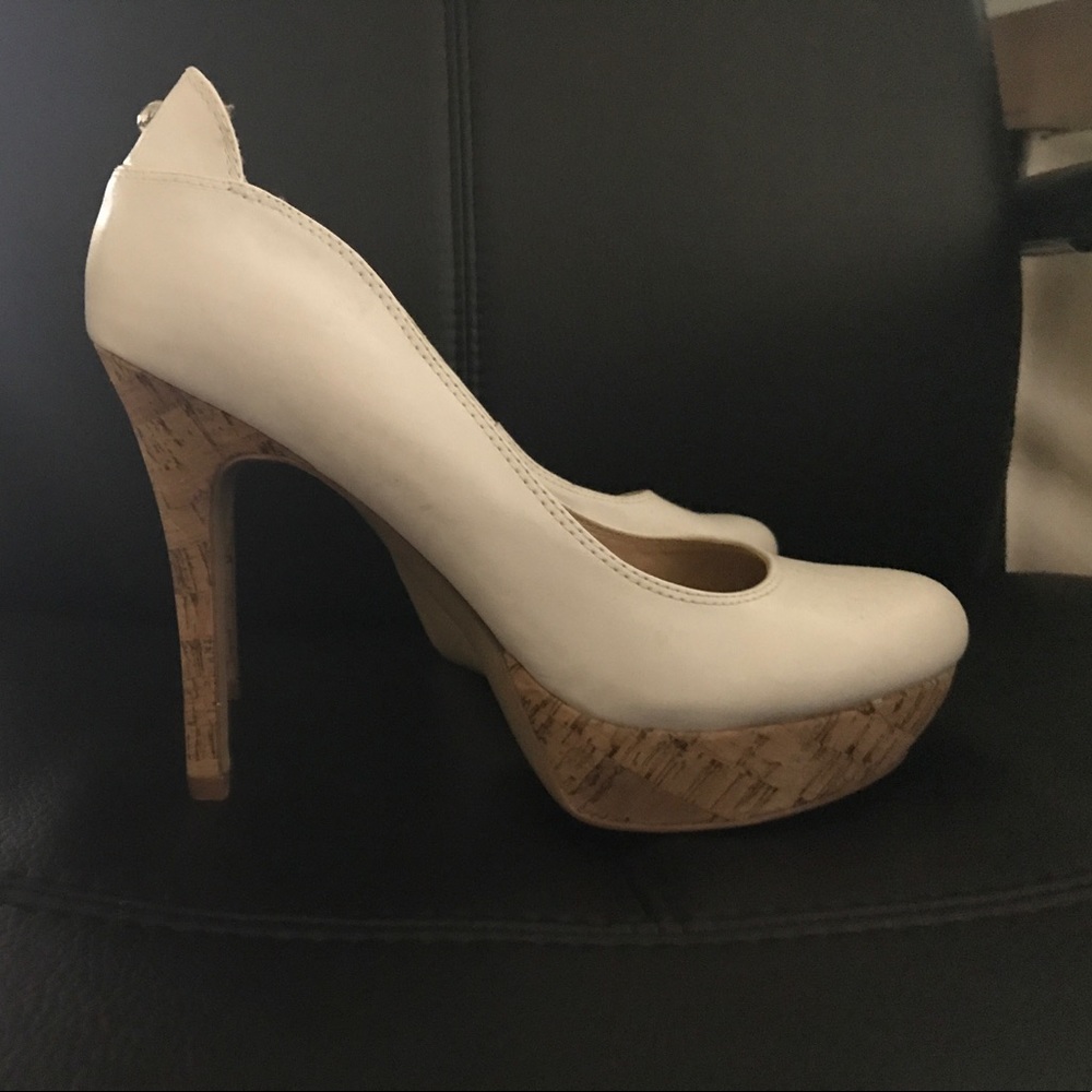Guess White Platform Heels