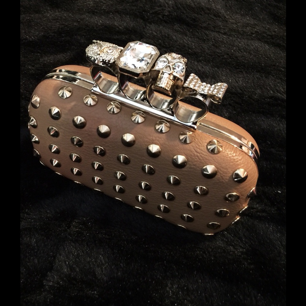 Natasha Couture Brass Knuckle Studded Clutch Bag!!