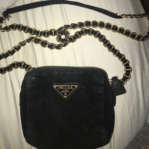 Mini Prada Black Suede Bag.