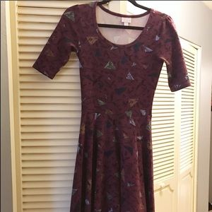 XS LuLaRoe Nicole dress with bird pattern