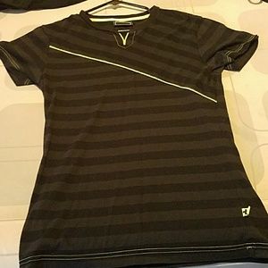 This highlighter green stripe black shirt