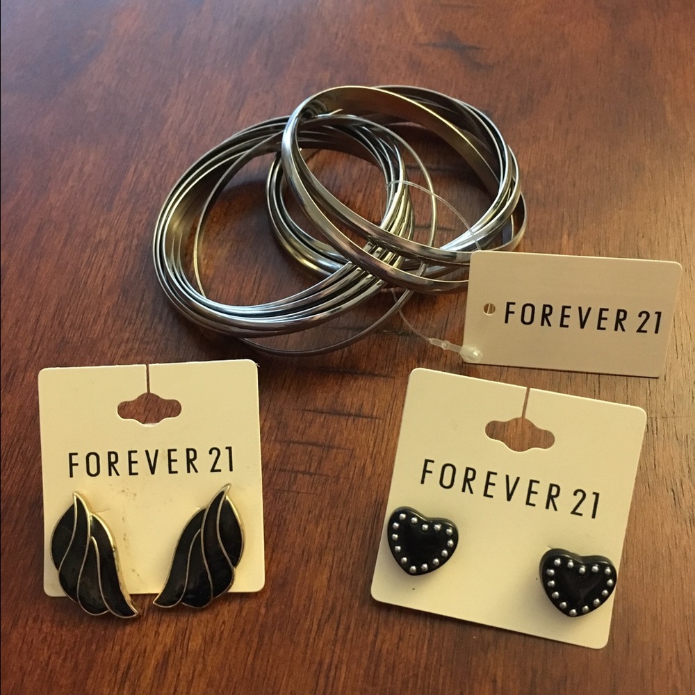 Forever 21 Jewelry: Earrings & Silver Bangles