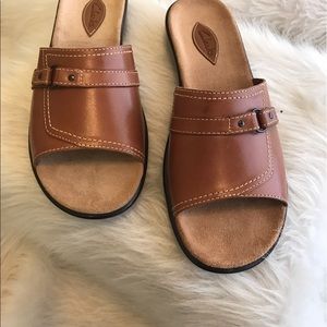 New, Clarks low heel slip on sandals