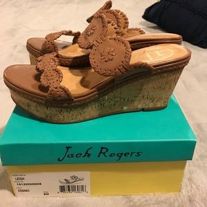 Jack Rogers Cognac Leigh Wedge With Box