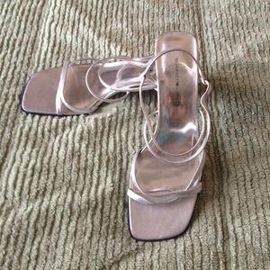 Strapped silver sandals