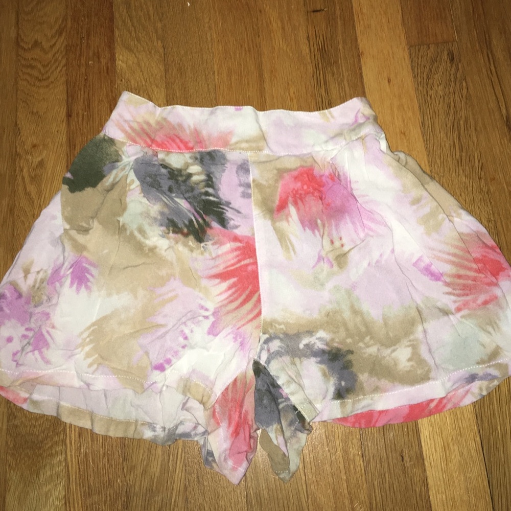 colorful watercolor print shorts