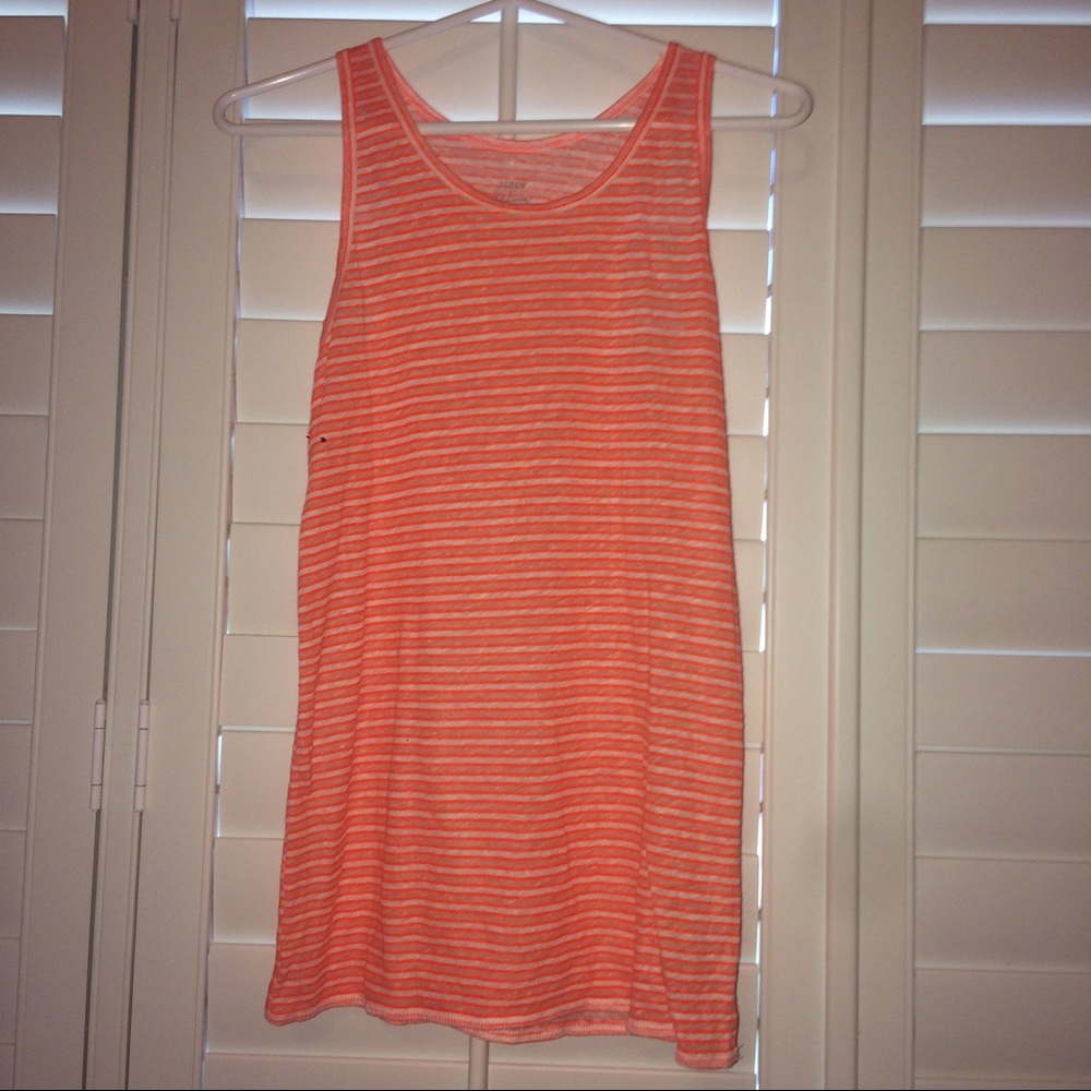 Neon orange and white striped tank top