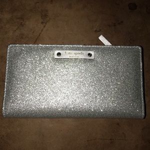 SALE KATE SPADE STACY WALLET GLITTERY silver