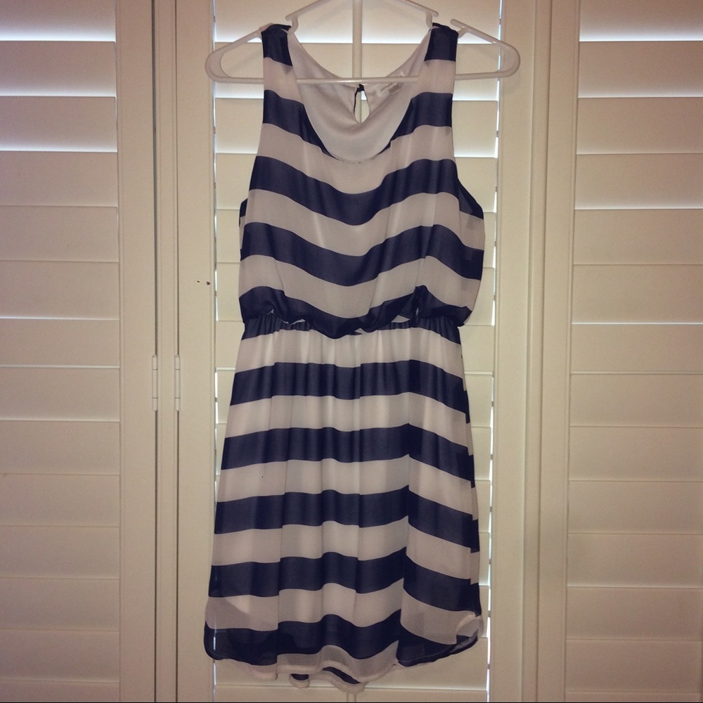 Navy blue striped dress