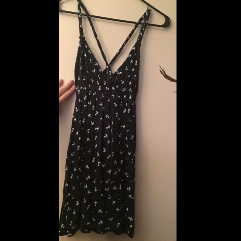 Navy blue cross-back anchor dress
