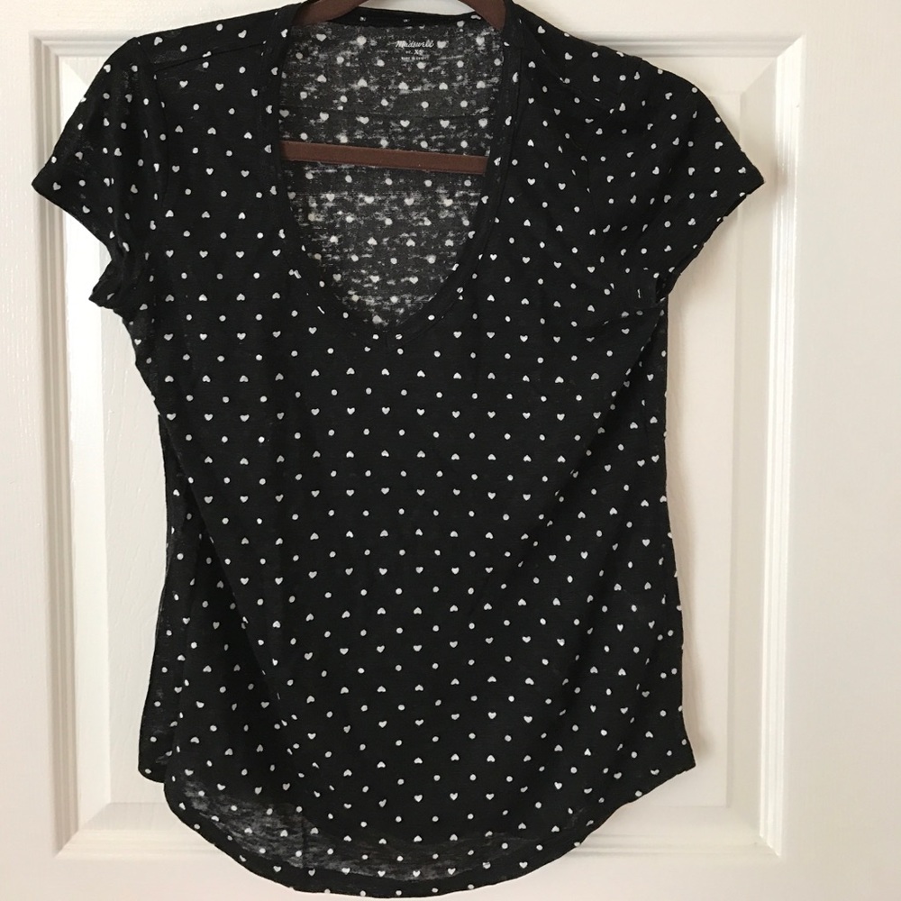 Madewell heart linen vneck tee