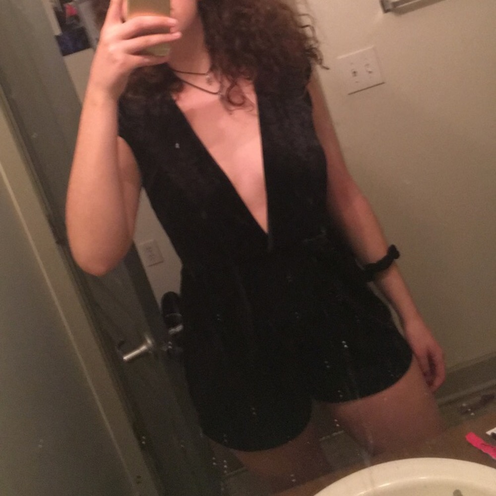Velvet V-cut Romper