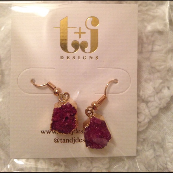 Purple druzy earrings just in!! Make an offer ❤️ - Picture 2 of 3