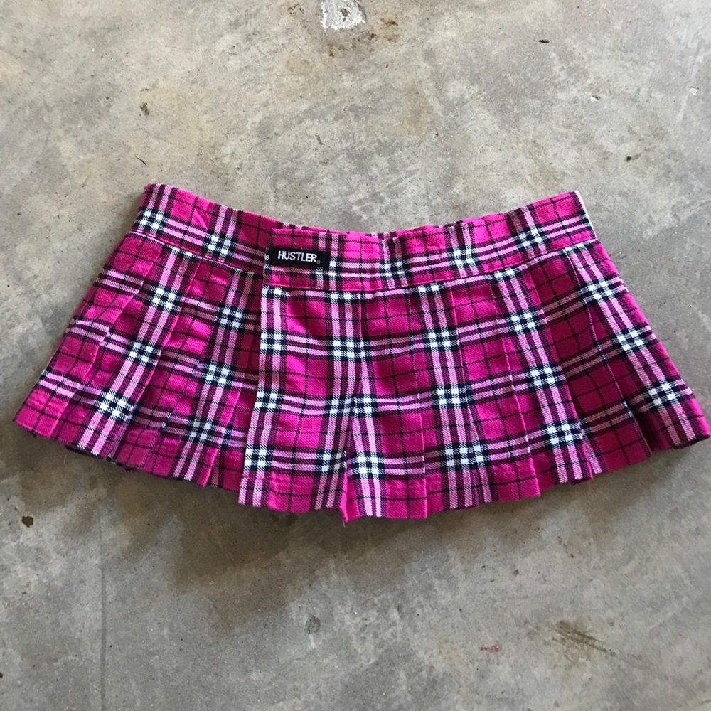 Hustler Pink Plaid Mini Skirt