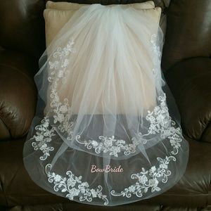 OnSale! 2Tiers Bridal Wedding Lace Edge Veil