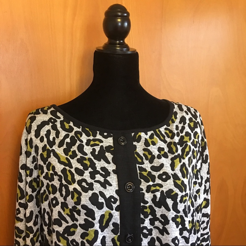 Sexy Grey & Green Leopard-print Cardigan NWT 3X
