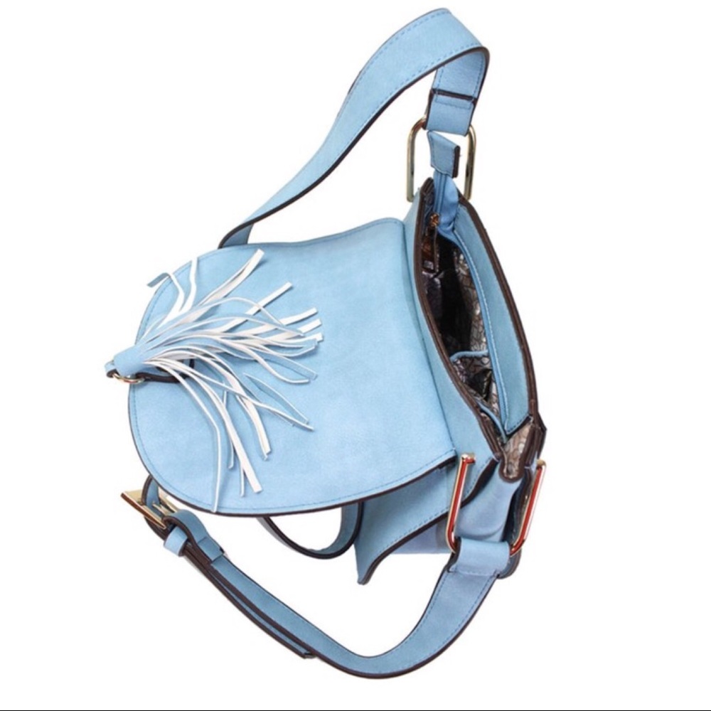 Merci Whipstitch Tassel Crossbody with Gold Studs - Picture 3 of 4