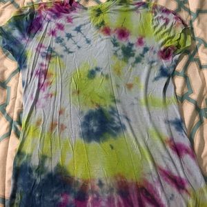 Tie dyed shirt.
