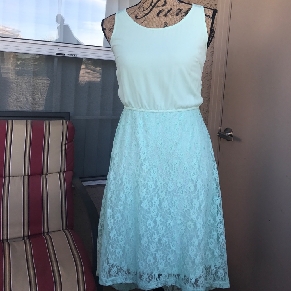 Mint green lace dress
