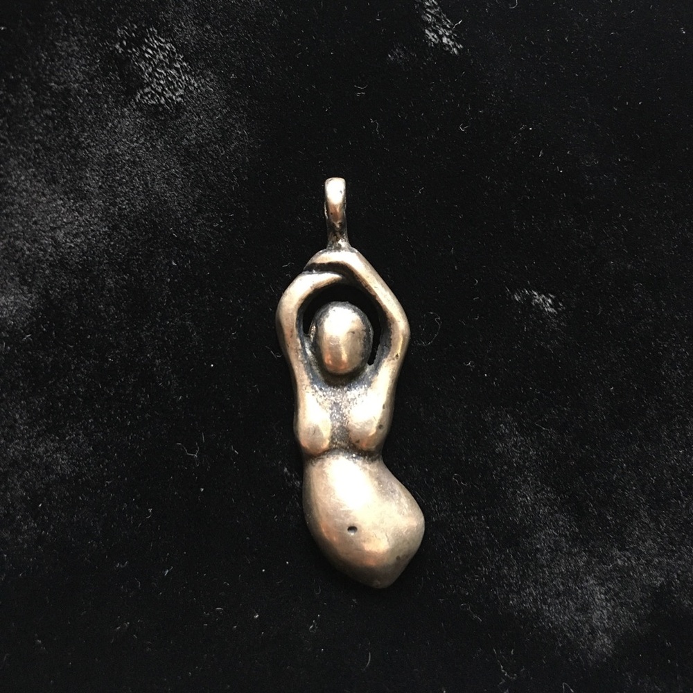 Antiqued Silver Dancing Woman Goddess Pendant!