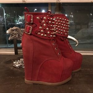 Jeffrey Campbell Lautrec Spike Cuff Boots - Wine