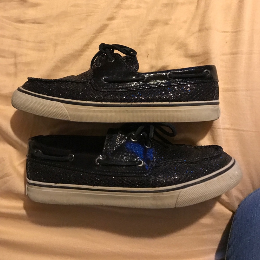 Used Women's black glitter Sperry's