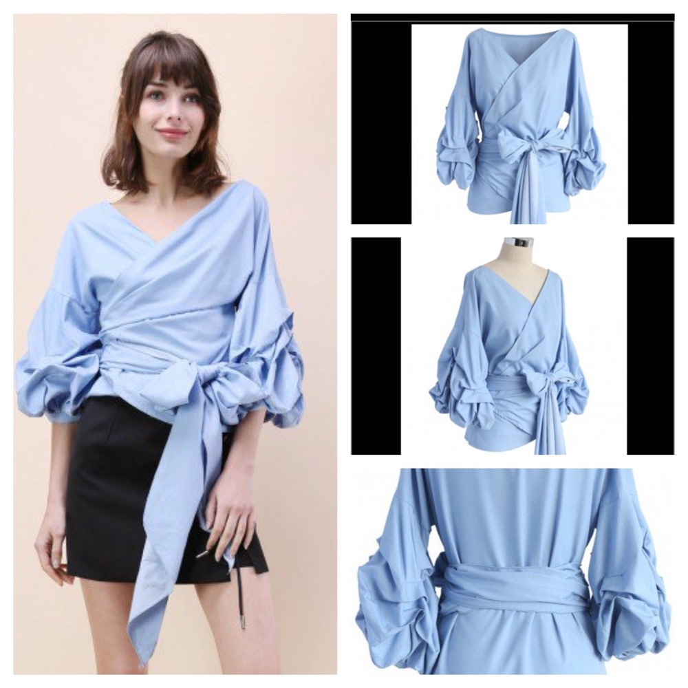 Wrapped Top In Chambray XL