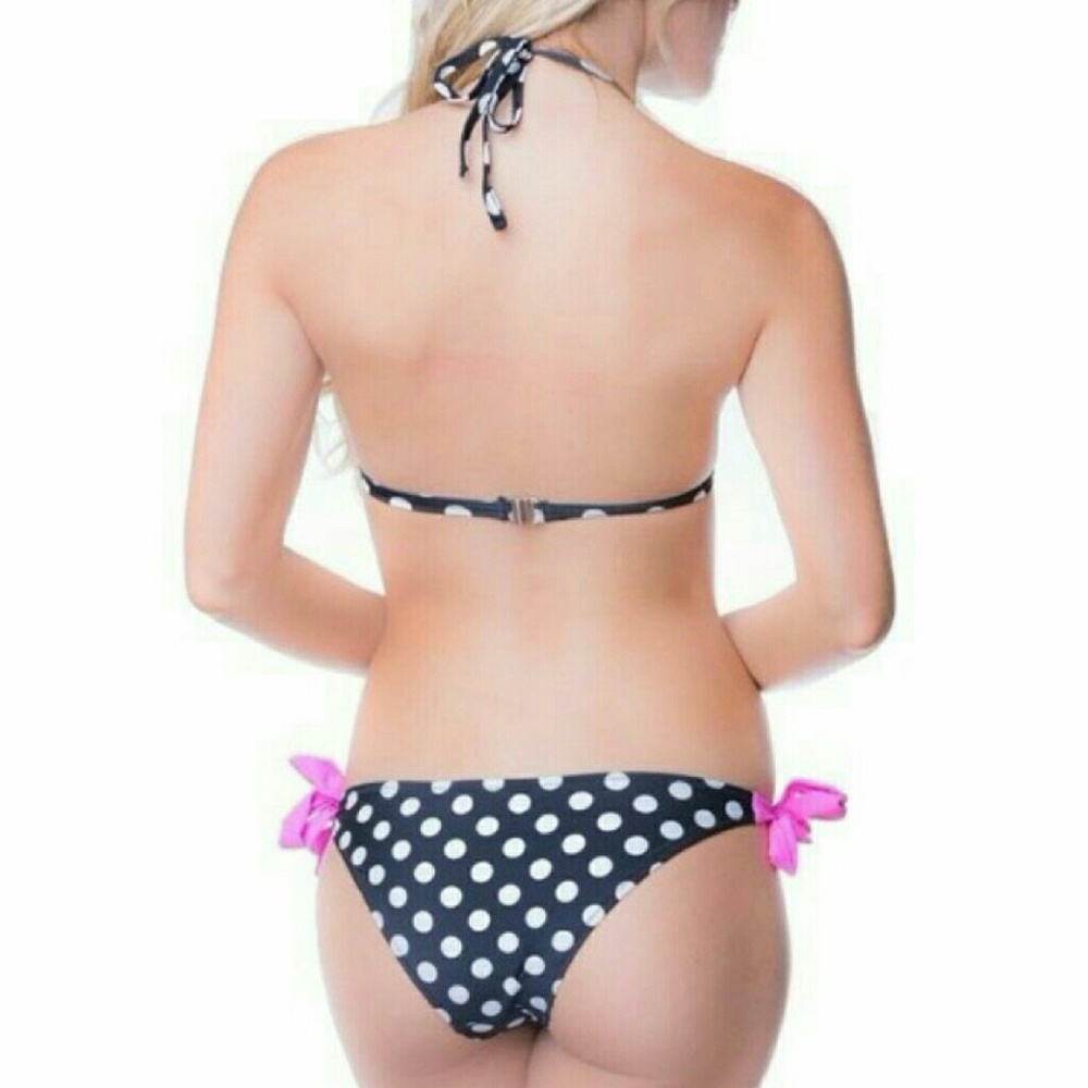 NWT- Women's Black/White Polka Dot Bikini - Picture 2 of 6