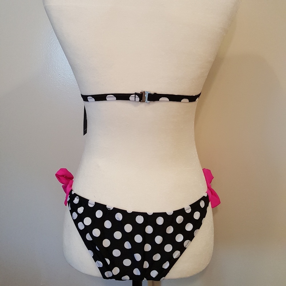 NWT- Women's Black/White Polka Dot Bikini - Picture 6 of 6