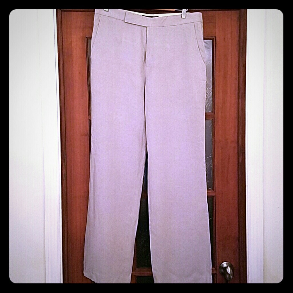 Flat front grey trousers