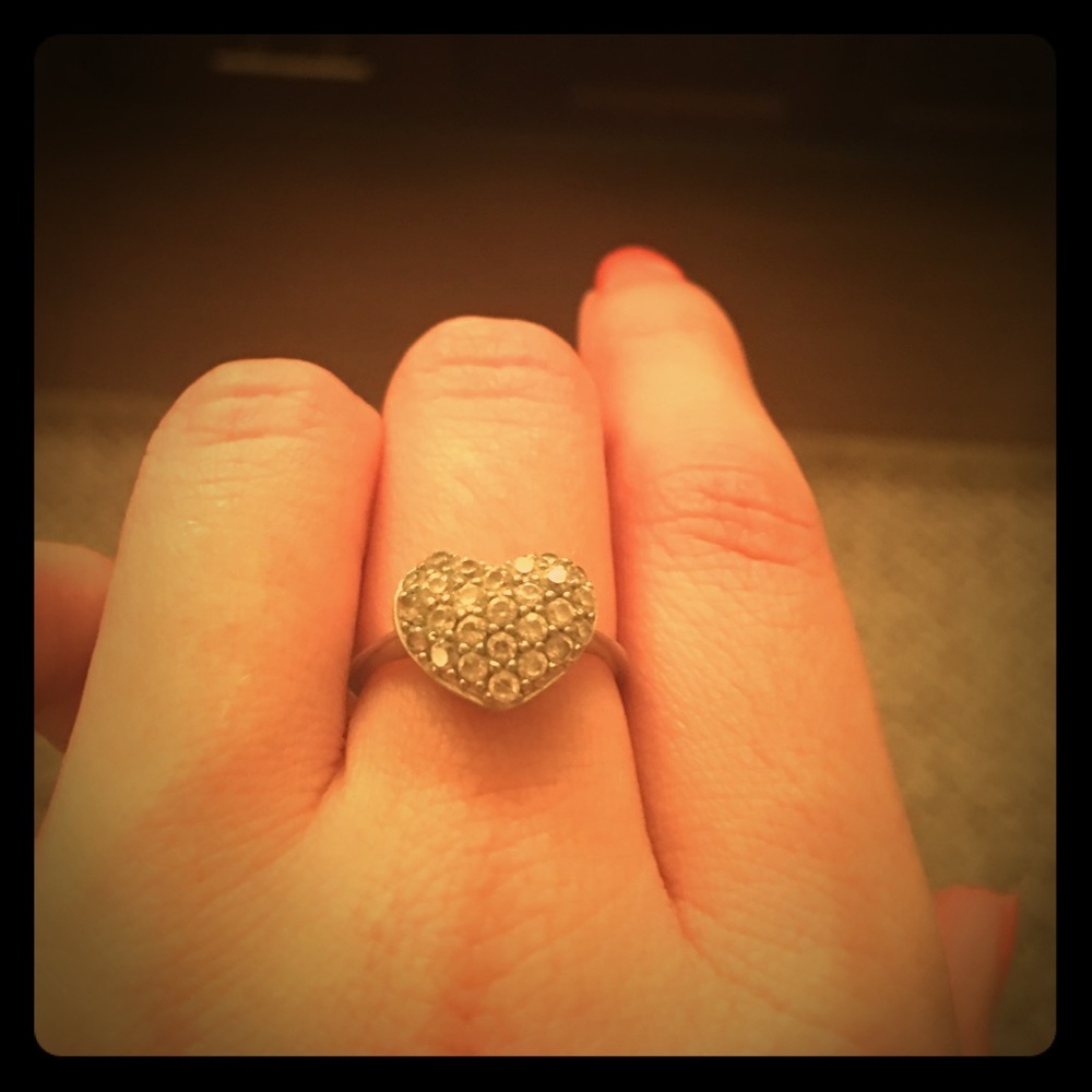 Sterling pave heart ring