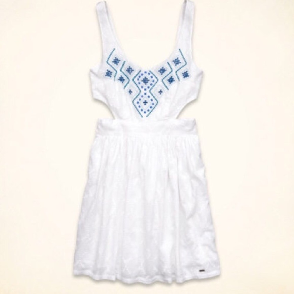 Hollister Cut Out Embroidered Dress