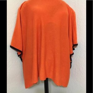 Ralph Lauren Poncho Sweater Orange/buttoned blue