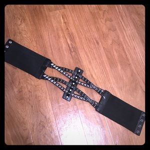 Studded leather waist belt