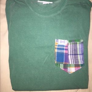 Green Fraternity Collection plaid pocket tee small