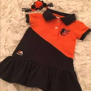 Baltimore Orioles baby girl dress and bow 12 mos