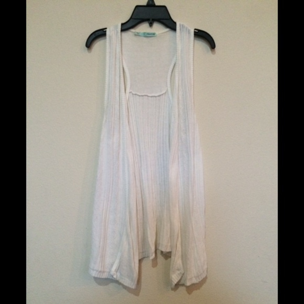Lightly used white cardigan vest