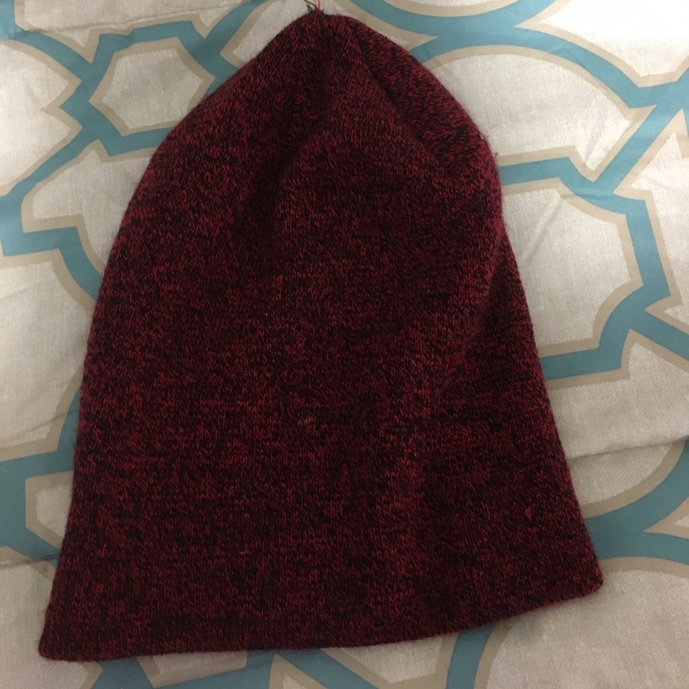 Over sized red and black beanie