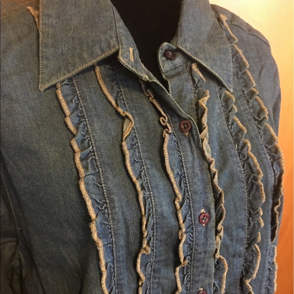 Denim St. John's Bay Shirt with Ruffle Accents