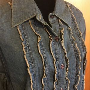 Denim St. John's Bay Shirt with Ruffle Accents