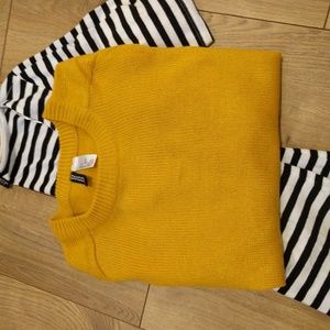 Mustard yellow cropped knit sweater