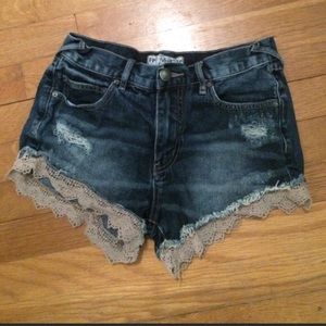 Free people shorts denim&lace