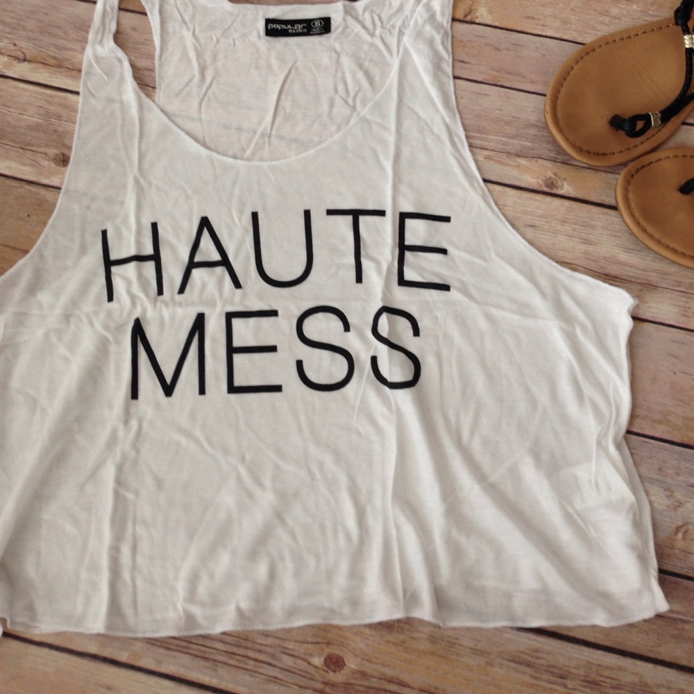 White "Haute Mess" Crop Top - Picture 2 of 4
