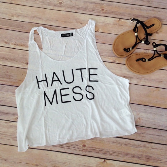 Tops - White "Haute Mess" Crop Top